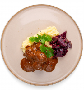 Beef balls with mole sauce